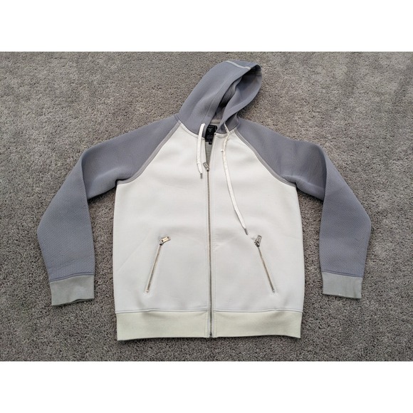 GUESS Hoodie Mens Small Gray & White Rubberized Long‎ Sleeve Drawstring - Picture 1 of 12